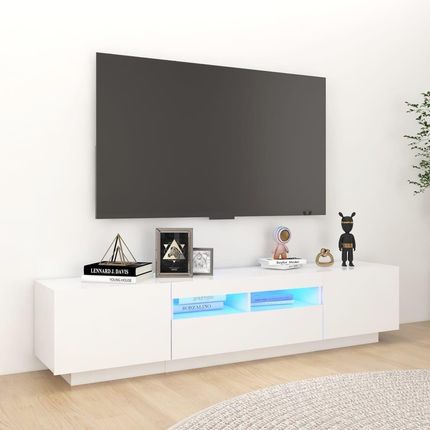 Vidaxl Szafka TV z oświetleniem LED biała 180x35x40 cm 2955531