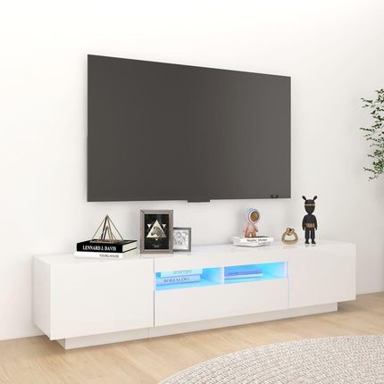 vidaXL Szafka TV z oświetleniem LED biała z połyskiem 180x35x40 cm 2955537