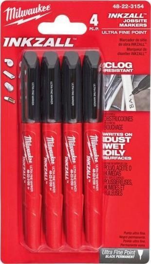 Milwaukee 48-22-3150 12 Pack INKZALL Black Ultra Fine Point Markers