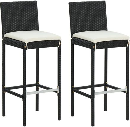 vidaXL Ogrodowe stołki barowe z poduszkami 2 szt. czarne polirattan 2961309