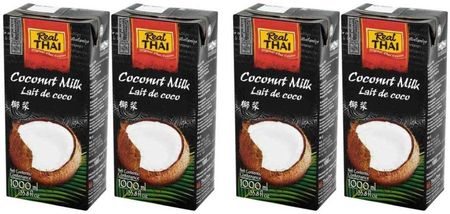 Real Thai Zestaw 4 x Mleko Kokosowe UHT 85% Ekstrakt Kokosa 1l