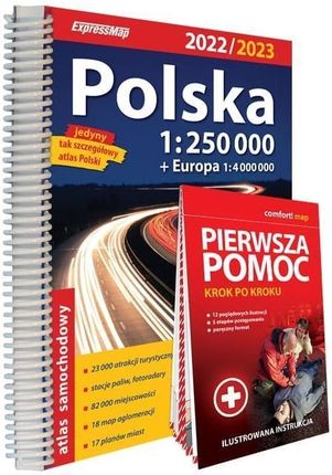 Polska atlas samochodowy + instrukcja pierwszej pomocy 1:250 000