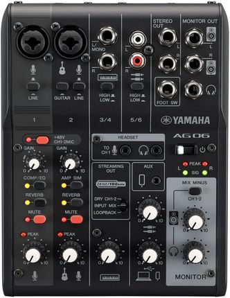 Yamaha AG06MK2 BL - mikser analogowy z interfejsem audio USB