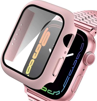 Obudowa Alogy 2w1 nakładka + szkło do Apple Watch 7 41mm Różowa (46334)