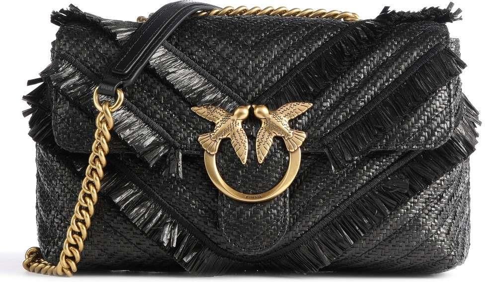 Pinko Love Lady Puff Fringe Chevron Torba przez ramię czarny