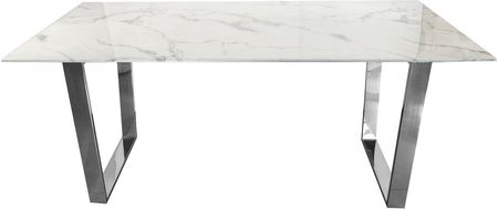 Artehome Madera Kapitalny Stół Z Białym Marmurowym Blatem I O Srebrnym Stelażu 160 80 75 Cm 90755