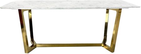 Artehome Roseta Elegancki Stół Z Białym Marmurowym Blatem I Złotymi Chromowanymi Nóżkami 200 100 75 Cm 90821