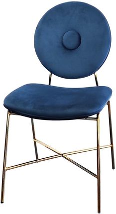 Artehome Rossario Ozdobne Niebieskie Welurowe Krzesło Na Złotym Misternym Stelażu 91074