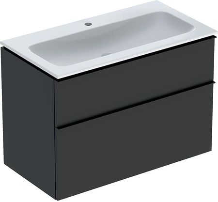 Geberit iCon slim umywalka z szafką z dwoma szufladami 90cm lava/lakiero (502337JK1)