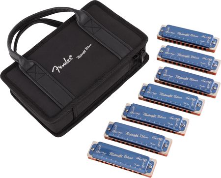 Fender Midnight Blues Harmonicas - 7-Pack with Case