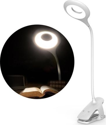 Hurtel Lampka biurkowa Lampka LED do czytania z klipsem + kabel micro USB biały 