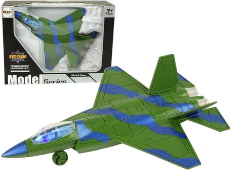 Import Leantoys Samolot Wojskowy Odrzutowiec Napęd Światła Dźwięki Zielony