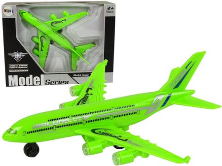 Import Leantoys Samolot Pasażerski Zielony Napęd Światła Dźwięki