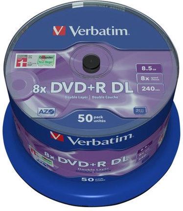 Verbatim DVD+R DLspindle 50 8,5GB 8x matt silver surface (43758)
