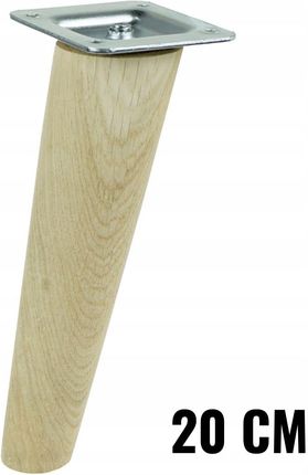 noga drewniana dąb skośna 20 cm + blacha montażowa (15NSD200)