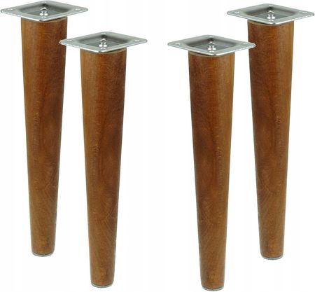Nogi drewniane bukowe orzech proste 35 cm zestaw