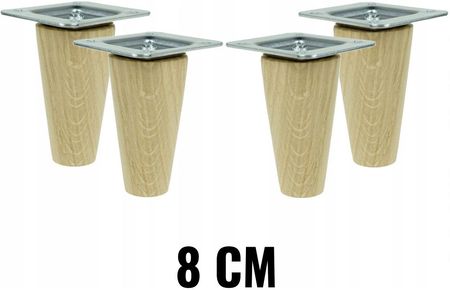 Nogi nóżki drewniane dębowe proste zestaw 8 cm (15NPD80)
