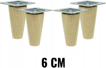 Nogi nóżki drewniane dębowe proste zestaw 6 cm (15NPD60)