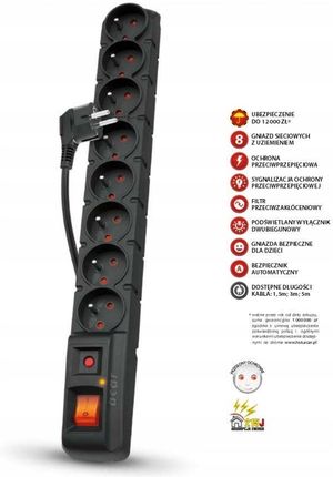 Listwa zasilająca Acar S8 PRO zabezpieczająco-filtrująca 8gn