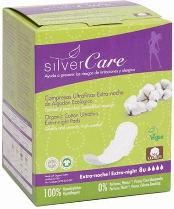 Masmi Silver Care Podpaski ekstradługie & ultracienkie o zwiększonej chłonności 100% bawełny organicznej 8 szt.