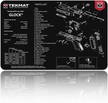 Tekmat Mata Do Czyszczenia Broni Glock 27X43 Cm Tek R17