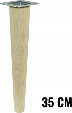 noga drewniana dąb stożek 35 cm + blacha montażowa