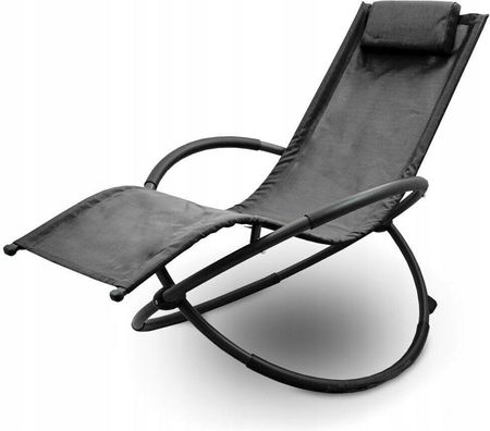 Relaksacyjny Leżak Fotel Ogrodowy Bujany Czarny
