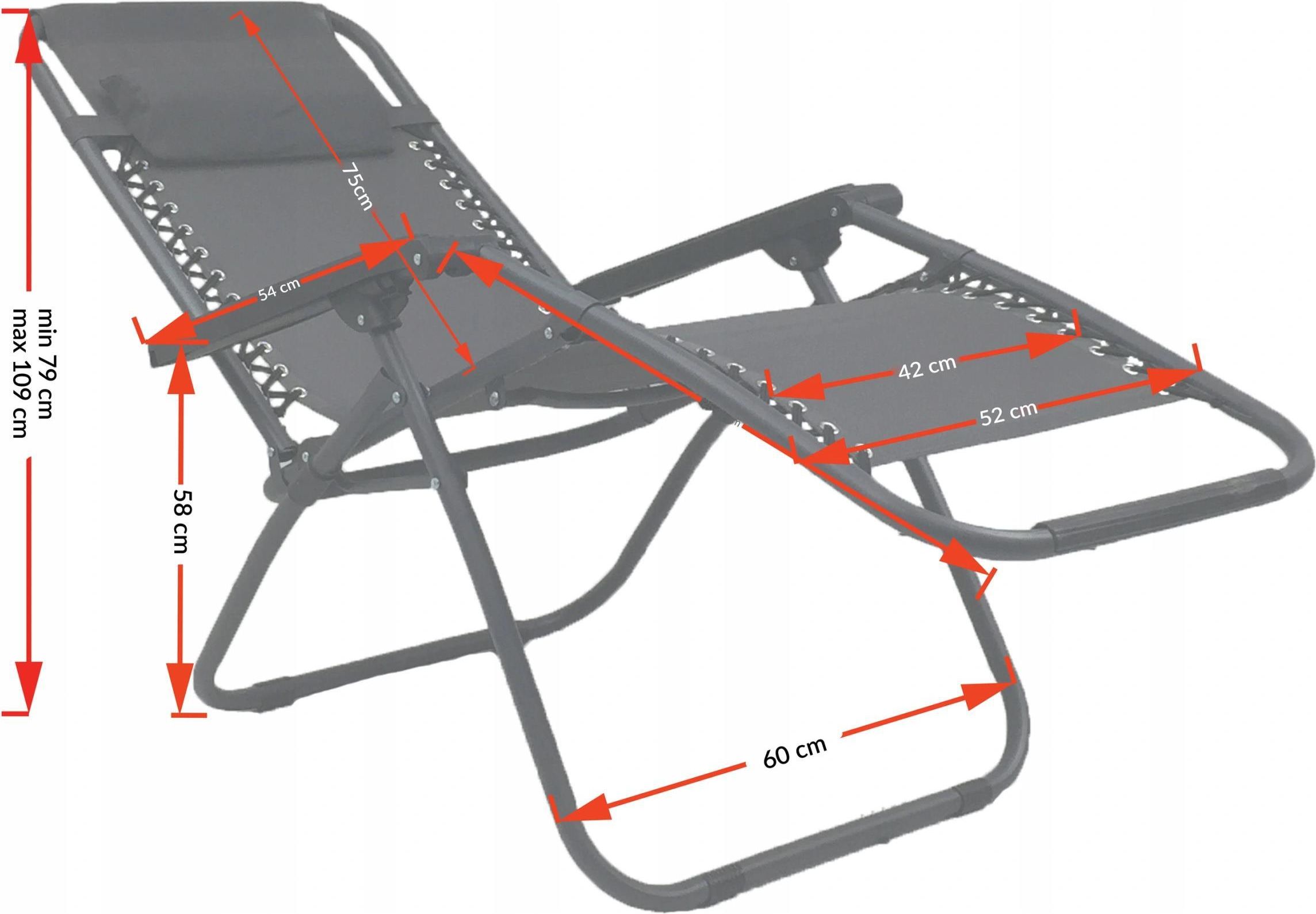 Leżak Plażowy Fotel Ogrodowy Zero Gravity Składany