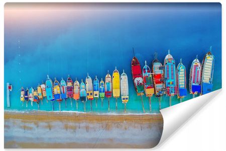 Muralo Fototapeta Morze Łodzie Widok Z Góry 3D 405X270