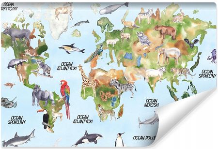 Fototapeta Mapa Świata Zwierzęta 520X318