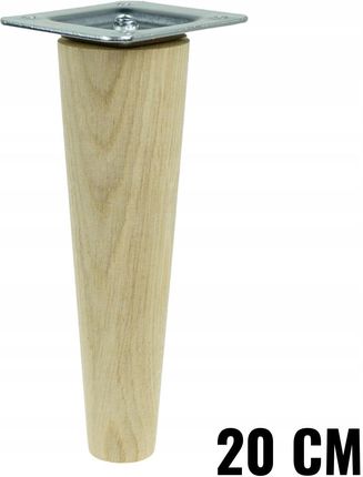 1x Nóżka noga dębowa prosta surowa z blachą 20 cm (15NPD200)