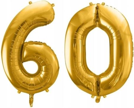 Balony Foliowe Cyfry 60 Hel Urodziny Złote 100Cm