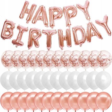Balony Na Urodziny Happy Birthday Rose Gold Xxl