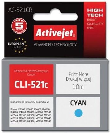 Activejet Canon CLI-521C Niebieski AC-521CR