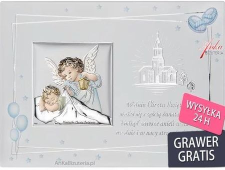 ankabizuteria.pl Obrazek srebrny na panelu pamiątka chrztu świętego dla chłopca