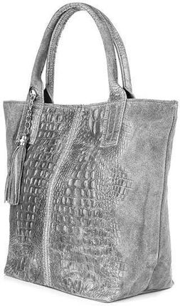 Shopper bag szary skórzany croco L94