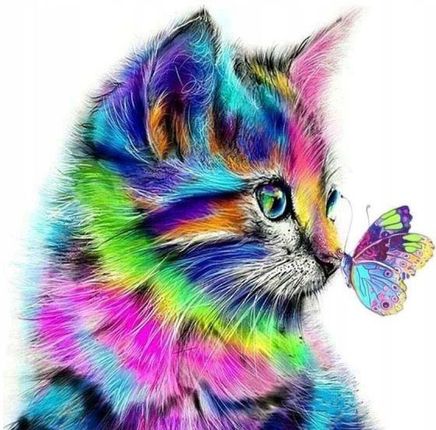 Obraz Malowanie Po Numerach Rama Kot Z Motylkiem