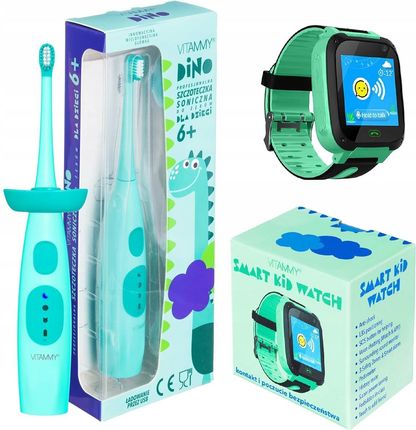 Szczoteczka elektryczna Vitammy Dino Różowa + Zegarek Smart Kid Watch Różowy TOW018749