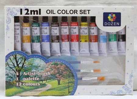 Dozen Farby Olejne + 3 Pędzle 12 Kolorów (5907586918505)
