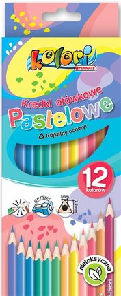Penmate Kredki Ołówkowe Trójkątne Pastelowe Kolori Premium 12 Kolorów Temperówka Tt8308