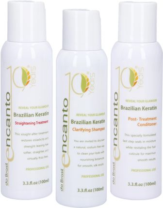 Encanto Do Brasil Zestaw Keratynowego Prostowania Włosów 3x100ml