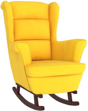 Fotel Bujany Z Kauczukowymi Nóżkami Żółty Aksamit 13452-329370