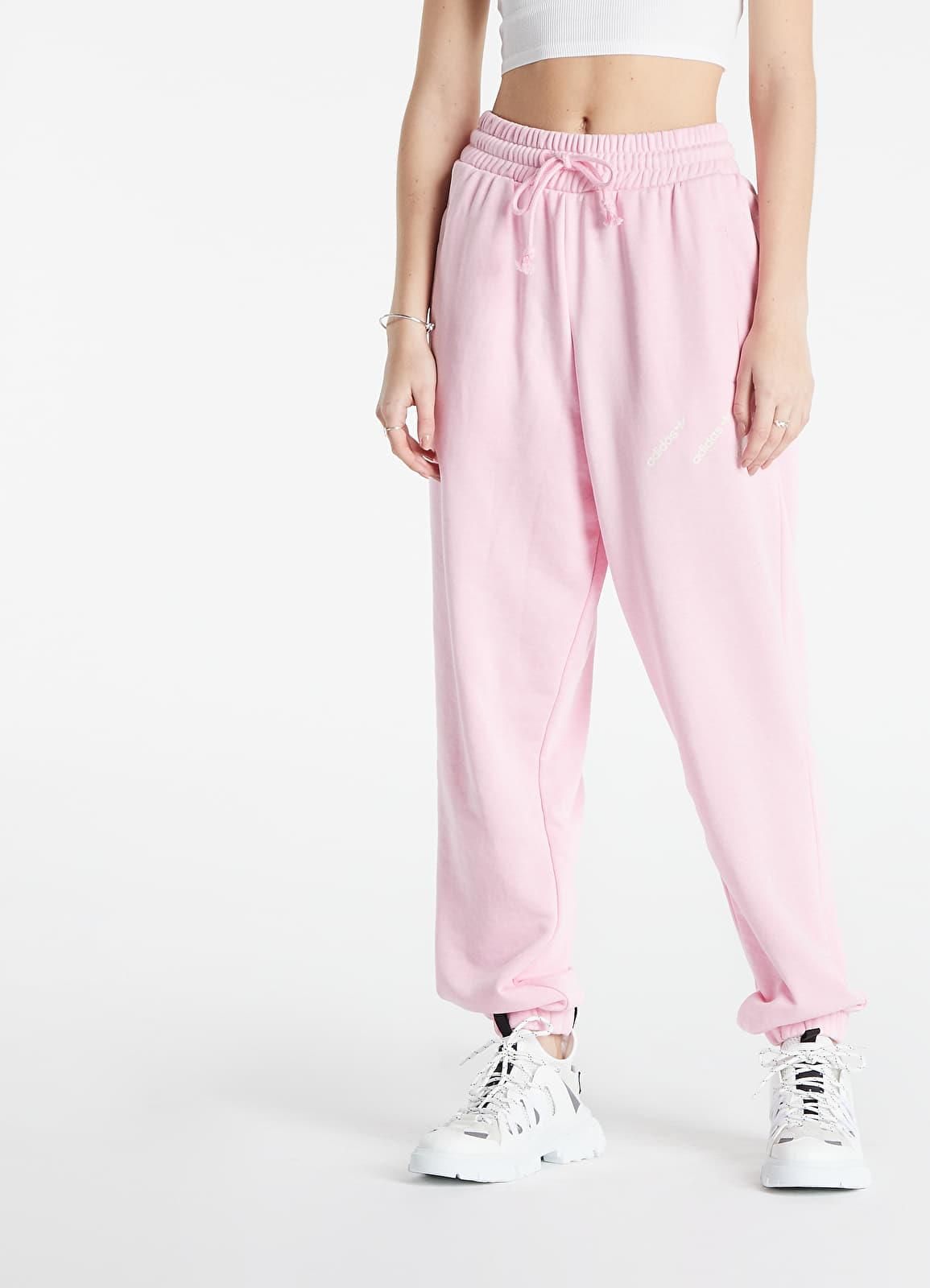 pink and black adidas track pants