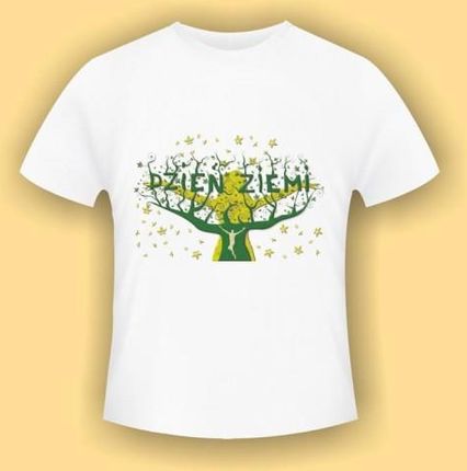 "Dzień Ziemi" wzór nr 1 - biała koszulka bawełniana (t-shirt) z kolorowym nadrukiem