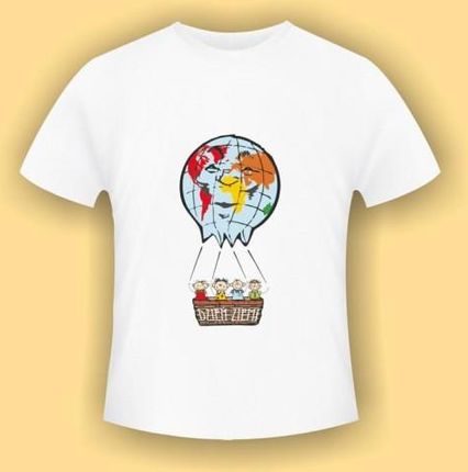 "Dzień Ziemi" wzór nr 2 - biała koszulka bawełniana (t-shirt) z kolorowym nadrukiem