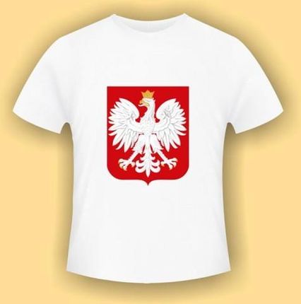 Koszulka z Godłem Polski wzór 1 - biała koszulka bawełniana (t-shirt) z kolorowym nadrukiem