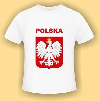 Koszulka z Godłem Polski wzór 2 - biała koszulka bawełniana (t-shirt) z kolorowym nadrukiem