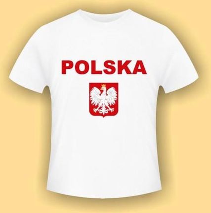 Koszulka z Godłem Polski wzór 3 - biała koszulka bawełniana (t-shirt) z kolorowym nadrukiem