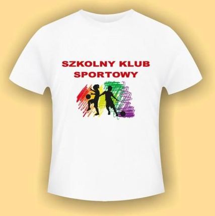 Sport wzór 02 - biała koszulka bawełniana (t-shirt) z kolorowym nadrukiem