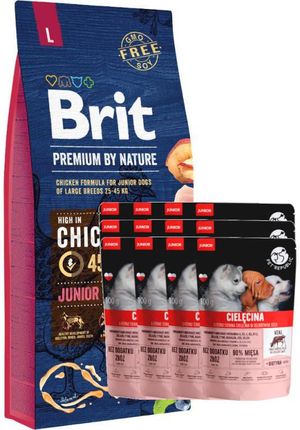 Brit Premium By Nature Junior L 15kg + PetRepublic JUNIOR 12x100g